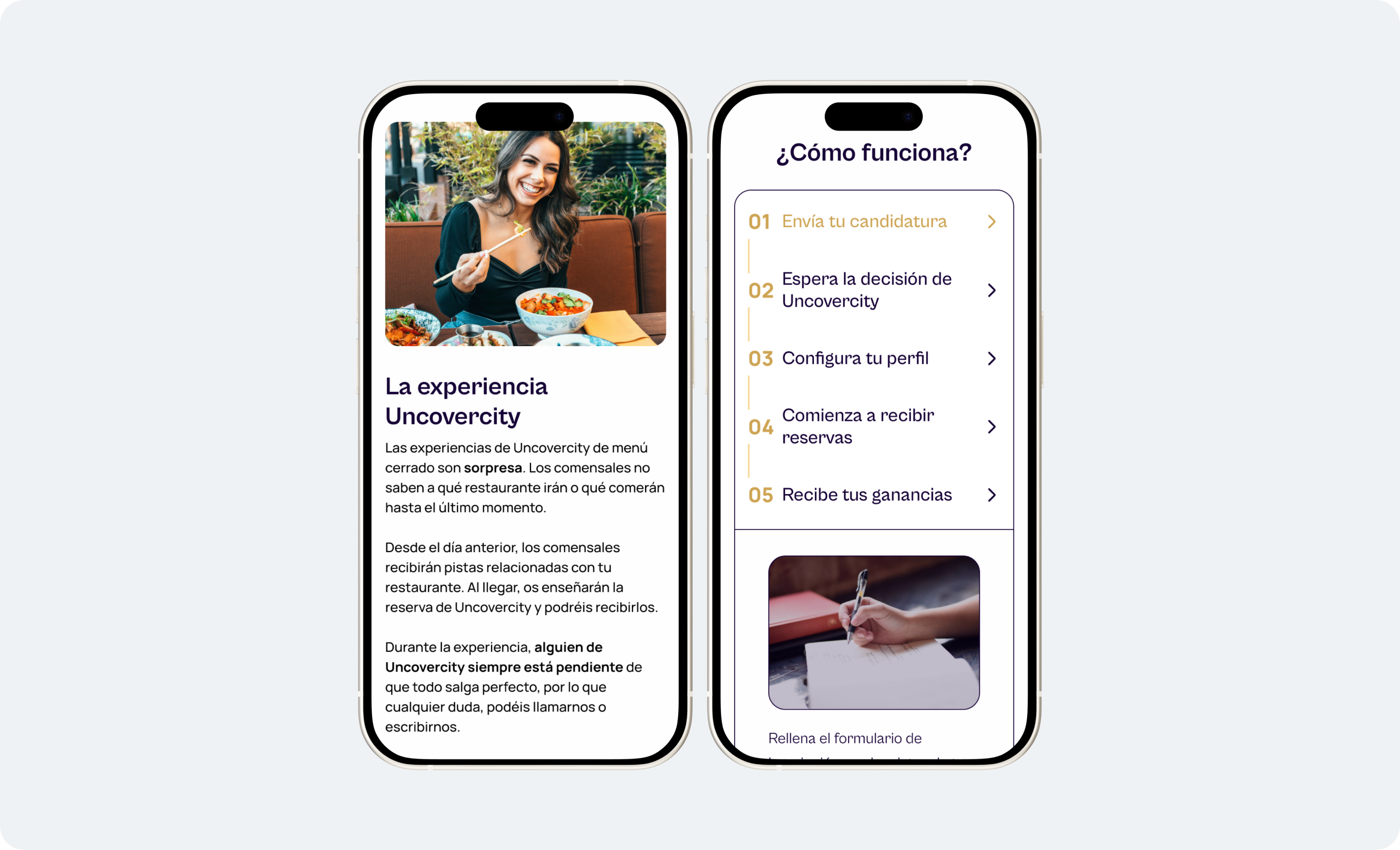 Experiencia Uncovercity. Explicación de la experiencia. Landing en mobile